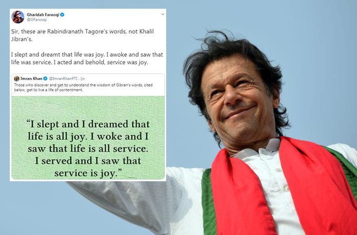 PM Imran misquotes Rabindranath Tagore, credits his words to Khalil Gibran