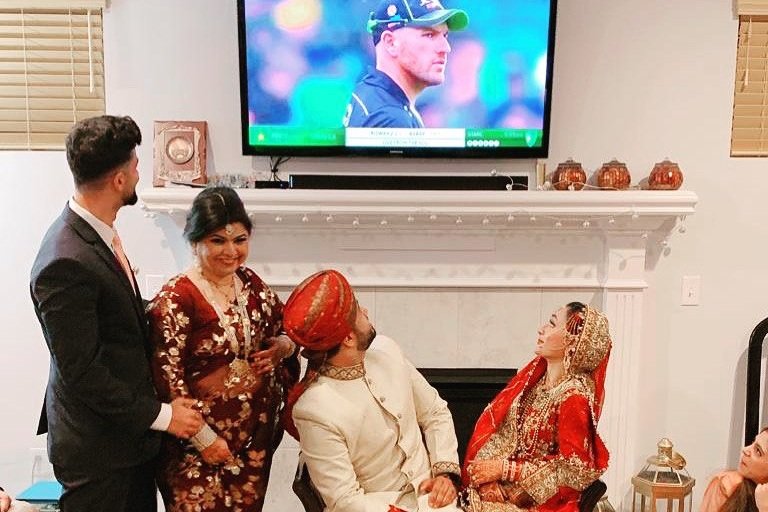 ICC features Pakistani American couple watching cricket during wedding ceremony