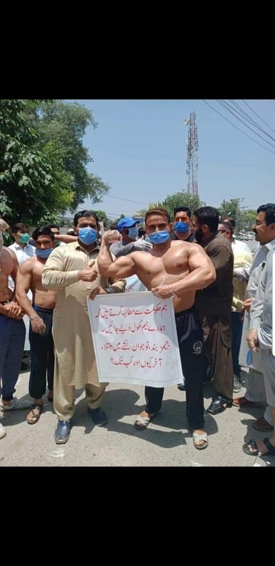 Bodybuilders protest against govt, demand reopening of gyms