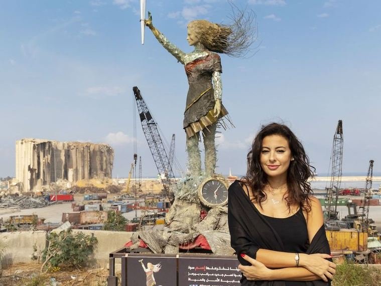Lebanese artist turns blast debris into symbol of hope