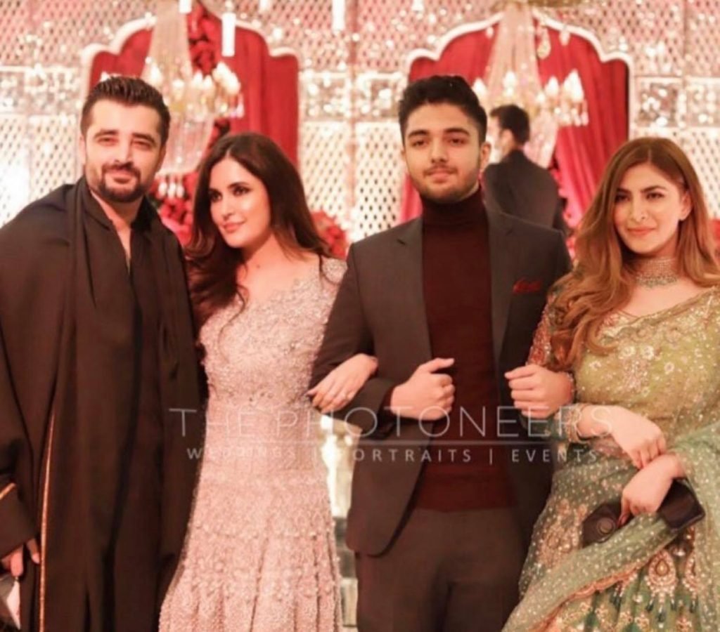 Hamza Ali Abbasi, Fazeela Abbasi spotted at Naimal’s sister’s wedding