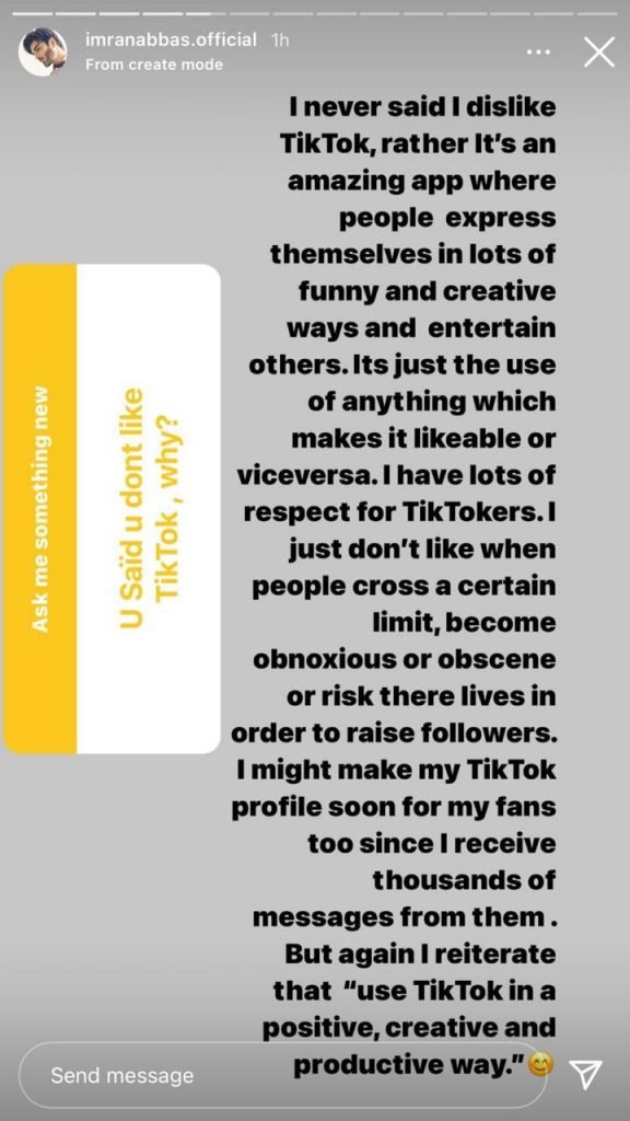 Is Imran Abbas a TikTok fan now?