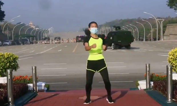 Exercise instructor unintentionally captures Myanmar coup in workout video