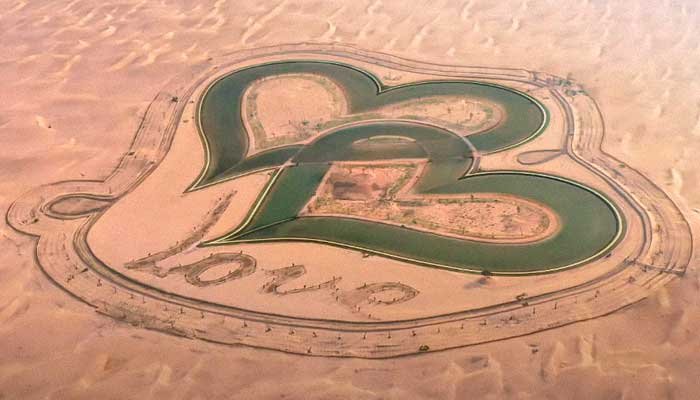 World’s only man-made, heart-shaped lake is a new romantic destination in Dubai