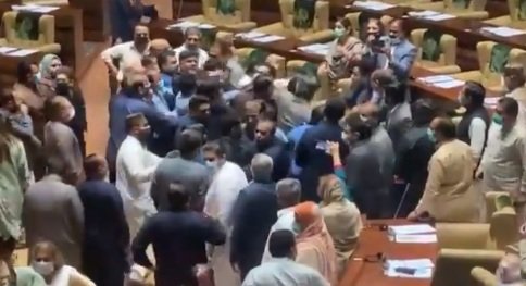 VIDEO: PTI members wrestle each other in Sindh Assembly