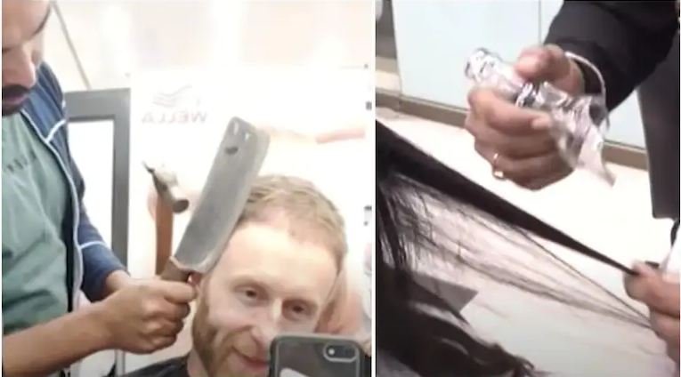 Lahore barber uses broken glass, hammer and butcher’s knife to cut and style hair