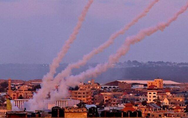 Hamas firing rockets towards Israel 