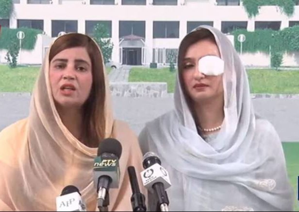 PTI’s Maleeka Bokhari gets injured during a scuffle in NA