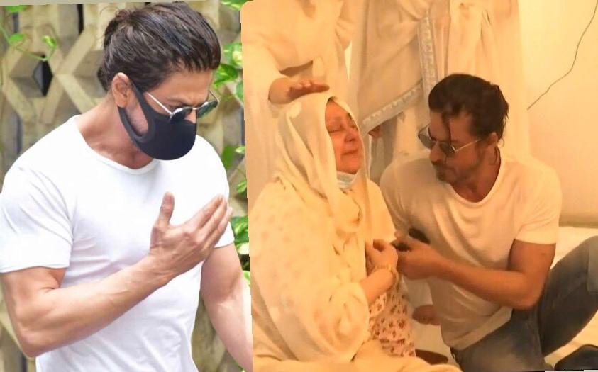 Shah Rukh Khan consoles a devastated Saira Bano at Dilip Kumar’s residence
