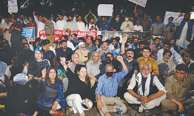 ‘Media Martial Law’, Journalists sit in protest against proposed media authority bill