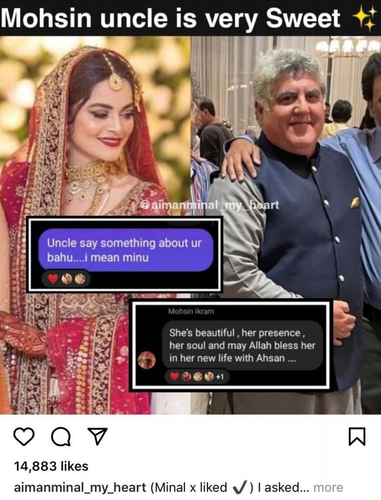 Leaked: Netizens share their private chats about Minal Khan with Ahsan’s father Mohsin Ikram
