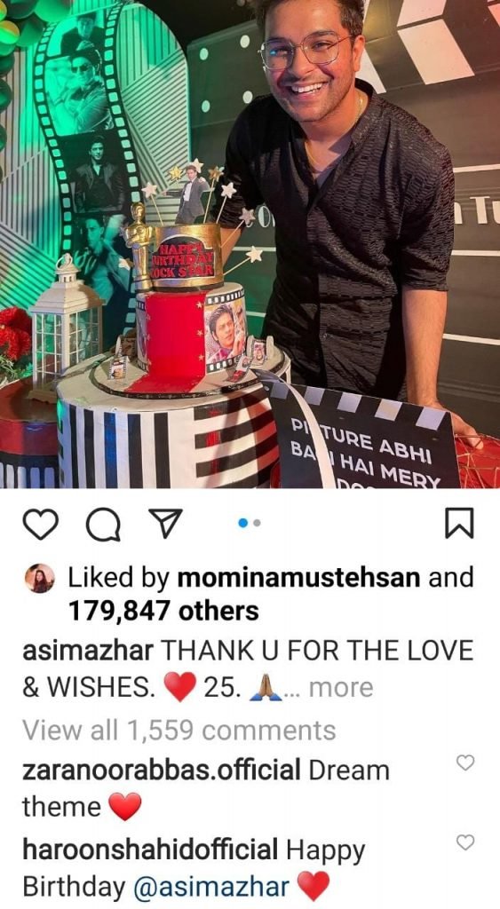 Meerub Ali surprises beau Asim Azhar with a ‘SRK’ themed birthday bash, Momina and Nimra adore