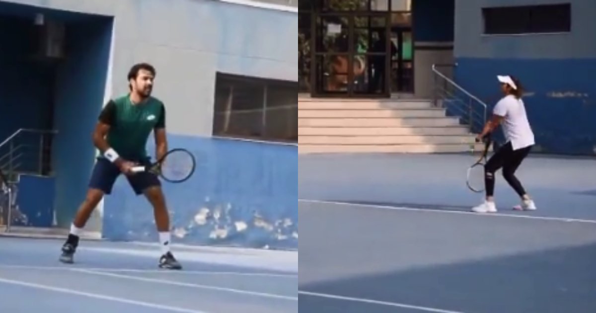 Sania Mirza visits Nishtar Park Lahore, plays tennis with Aisam-ul-Haq