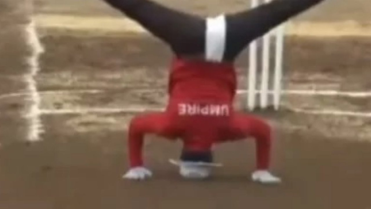 Umpire signals wide with his legs, video goes viral