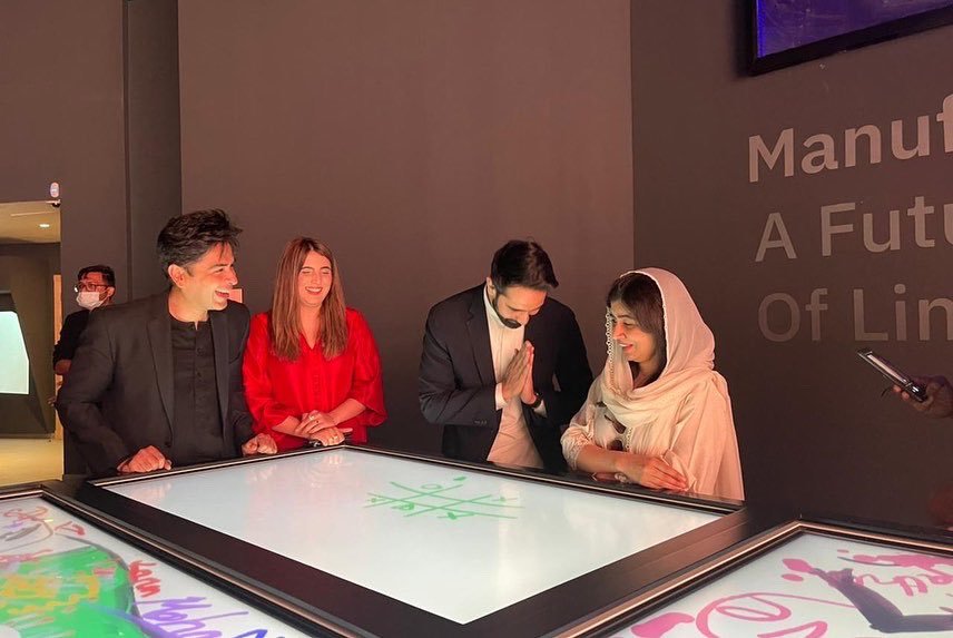 Malala visits Pakistani pavilion at Dubai Expo, defeats husband Asser in Tic Tac Toe
