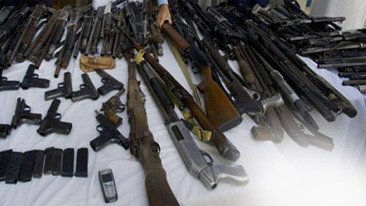Old weapons found buried in Karachi residential building