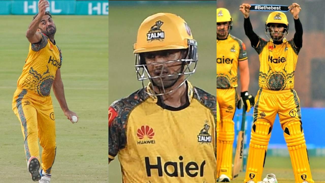 Wahab Riaz, Shoaib Malik, Haris celebrate after winning hat-trick in PSL