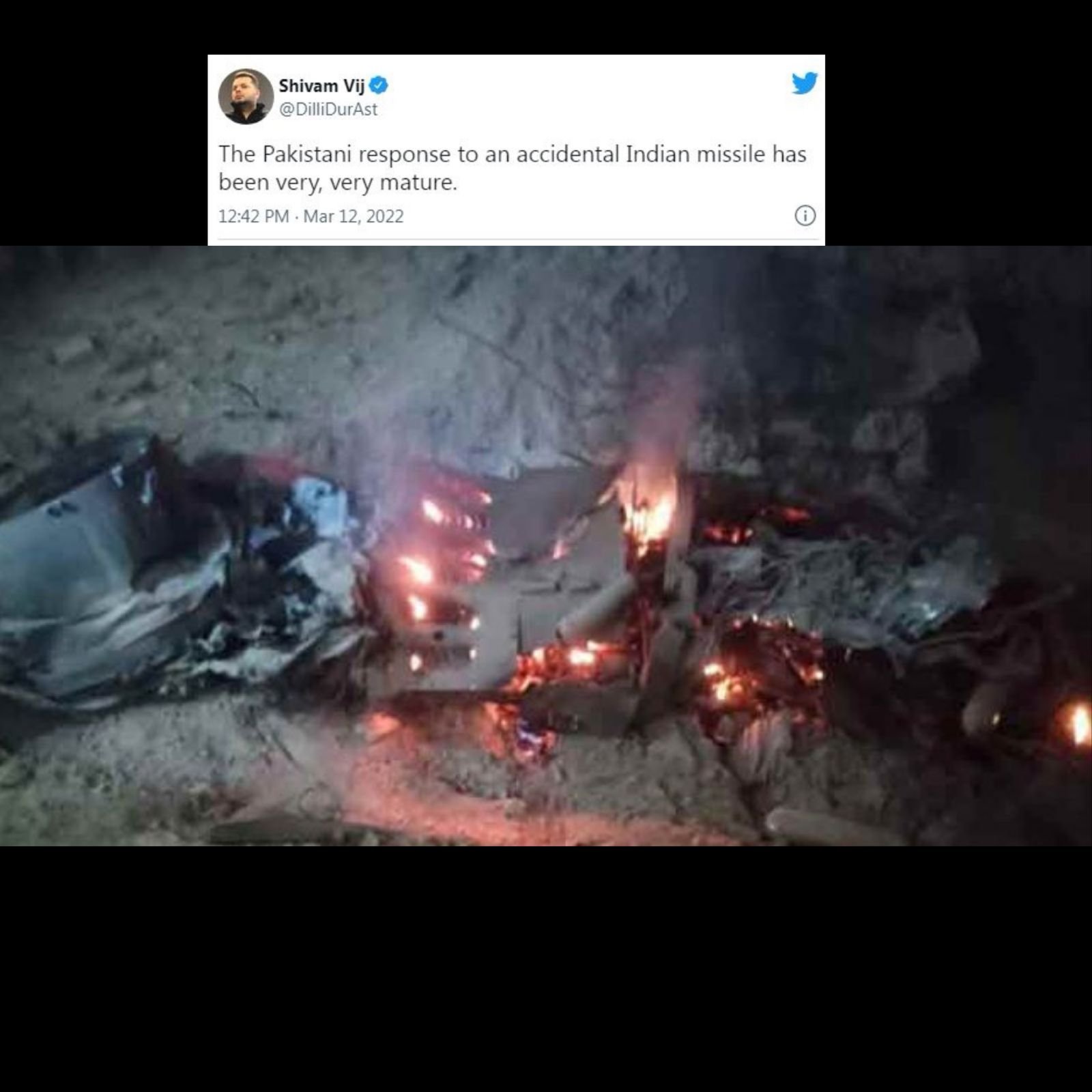 Indians call Pakistani response “very, very mature” on accidental Indian missile in Pakistani territory