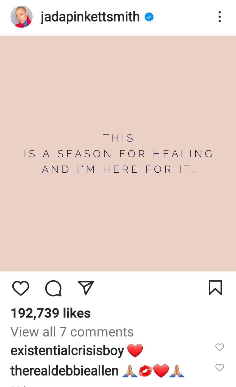 Jada Pinkett Smith breaks silence on Will Smith’s controversial Oscars slap