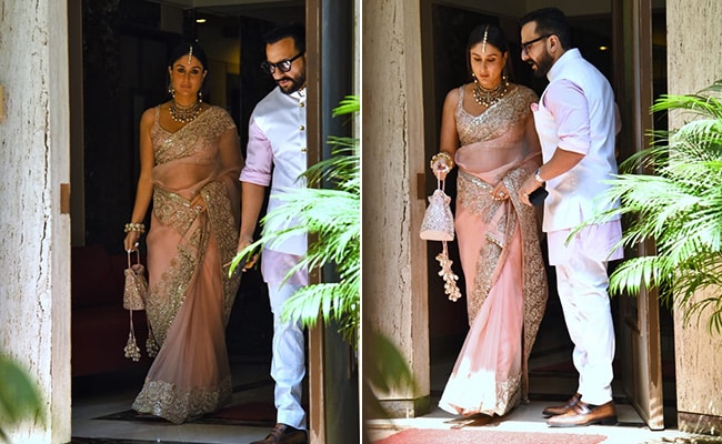 For Ranbir Kapoor-Alia Bhatt Wedding With Saif Ali Khan Beside Her, Kareena  Kapoor In A Shimmering Pink Saree Is A Perfect Summer Time Wedding Guest