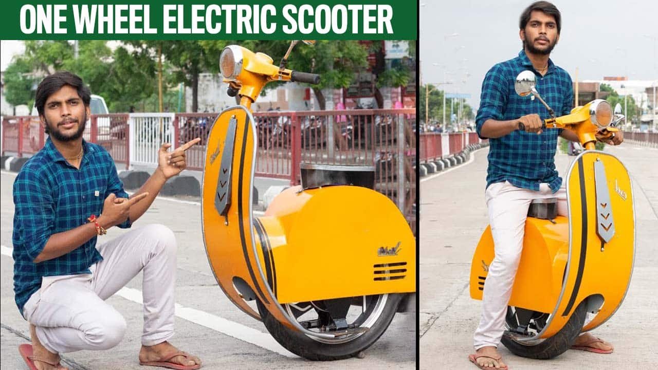 Indian inventor introduces futuristic one-wheel self-balancing electric scooter