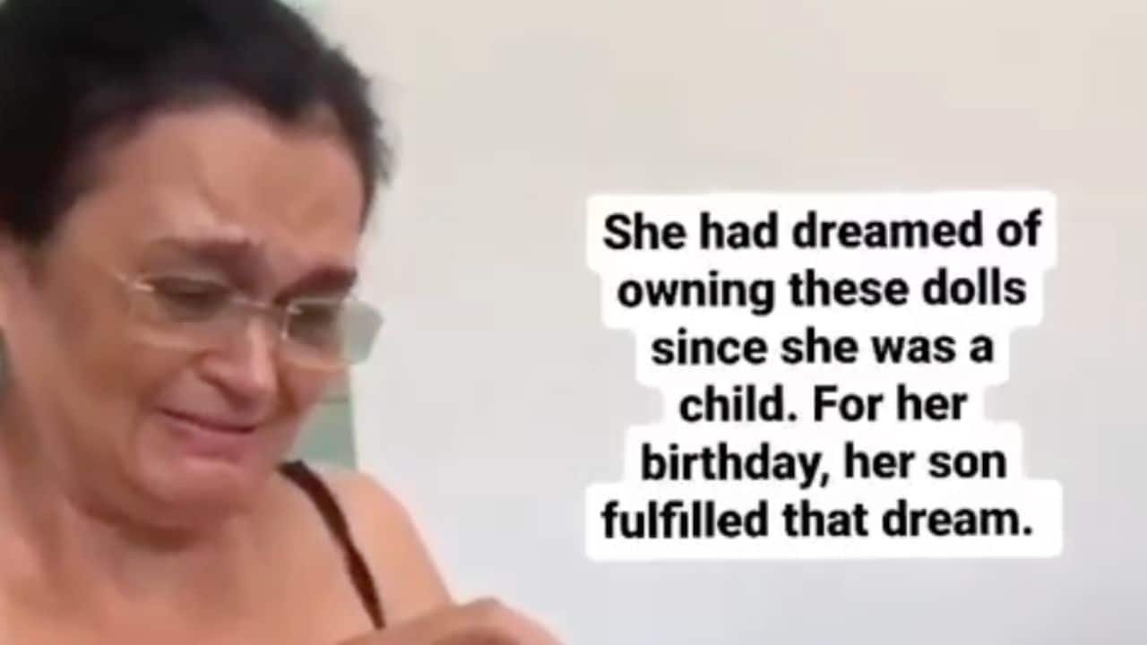 Son gifts mom dolls that she wanted as a kid