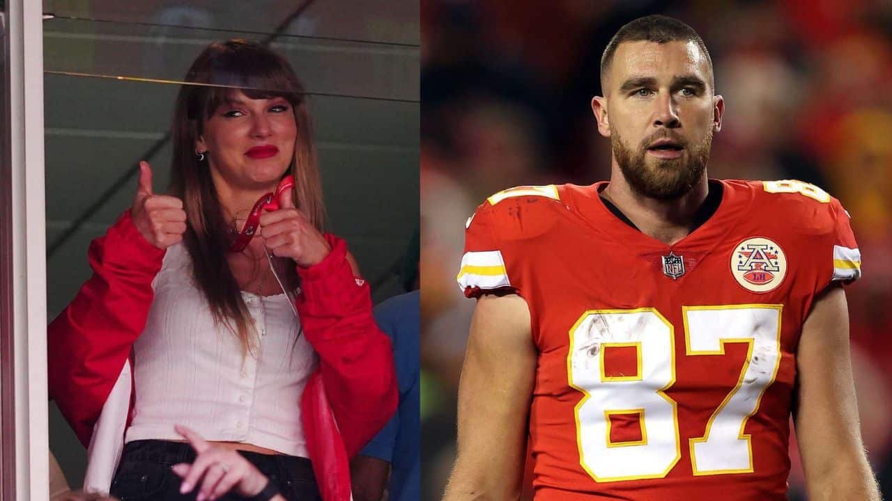 Taylor Swift sparks rumours of dating footballer Travis Kelce after she’s spotted at match