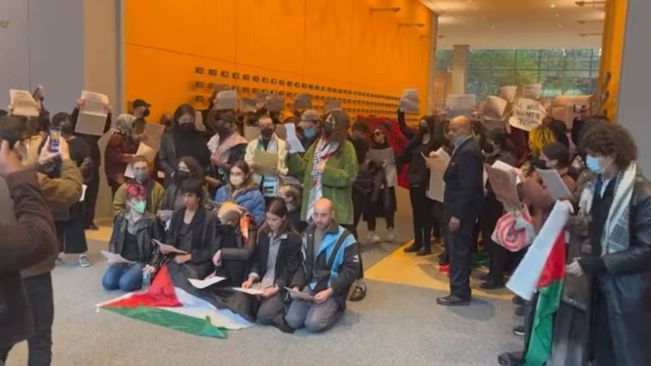 More than 100 activists occupy New York Times lobby, read out names of 10,000 murdered Palestinians