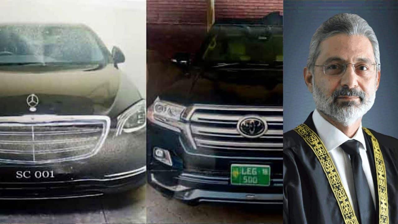 Chief Justice Qazi Faez Isa nay Mercedes neelami pay lagga dee