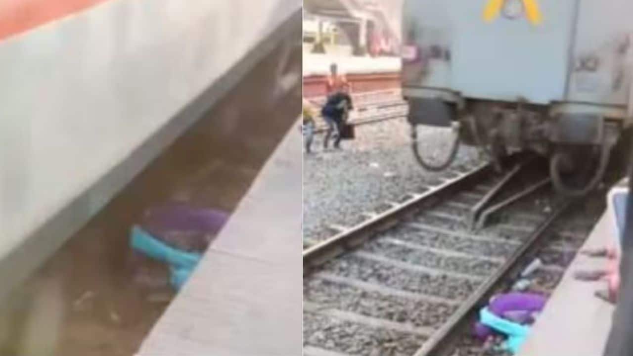 Video: Mother saves child from getting crushed by train