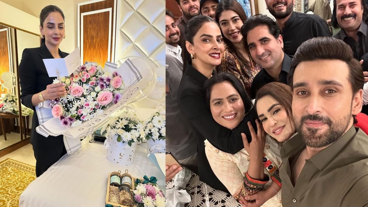 Saba Qamar receives huge pile of gift, flowers on birthday