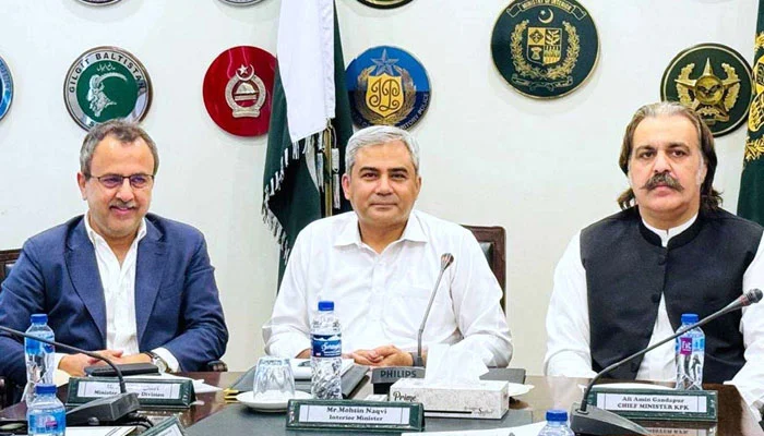 Owais Leghari requests Mohsin Naqvi to help with grid stations protesters in KP