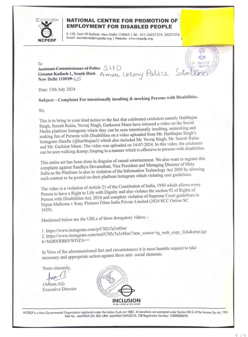 FIR against Harbhajan singh