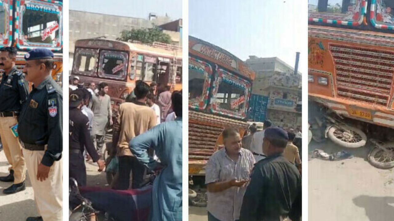 Distressing CCTV footage of bus crash killing people on Karachi road released