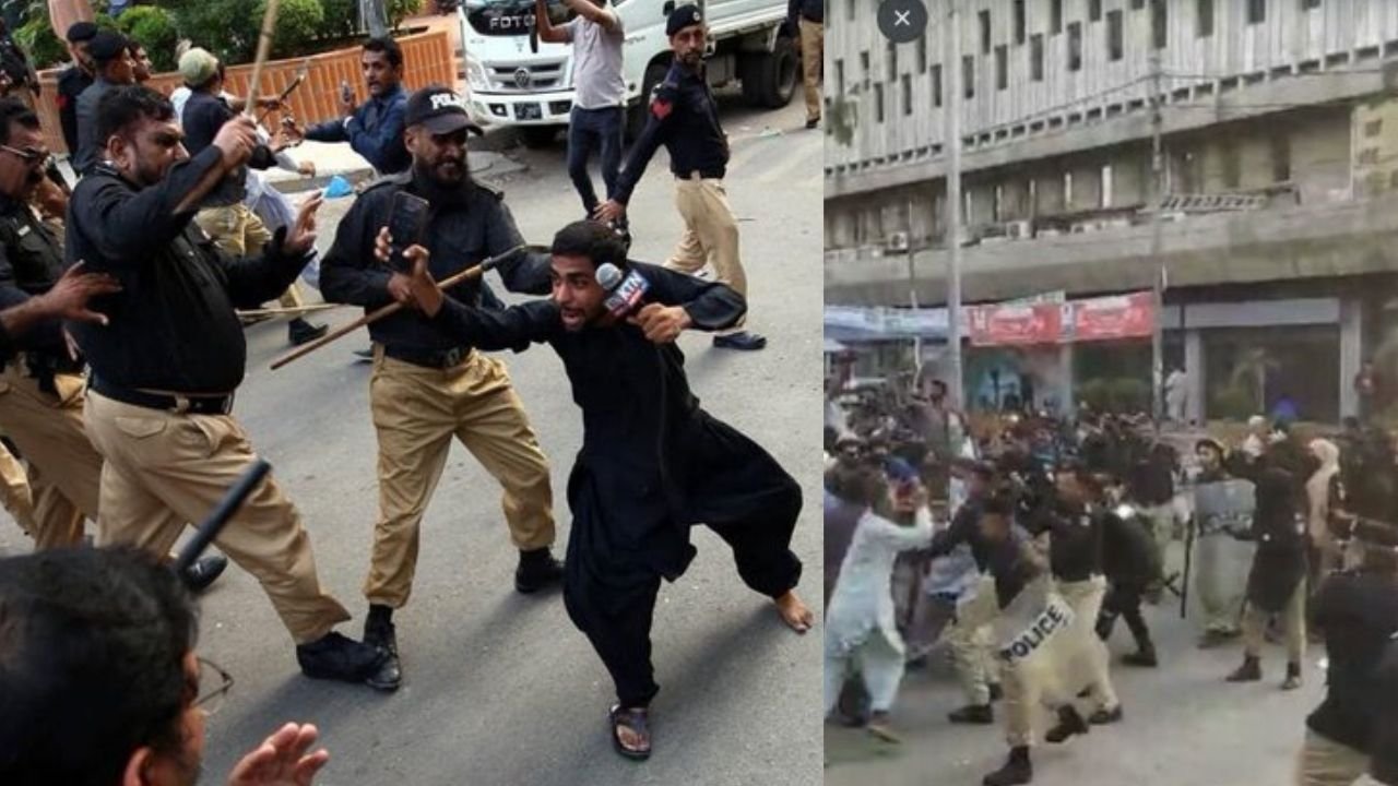 Sindh police clashes with protestors, journalists for violating section 144